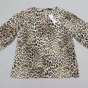 Worthington Petite Animal Print Blouse NWT PXXL Tan Black Cream